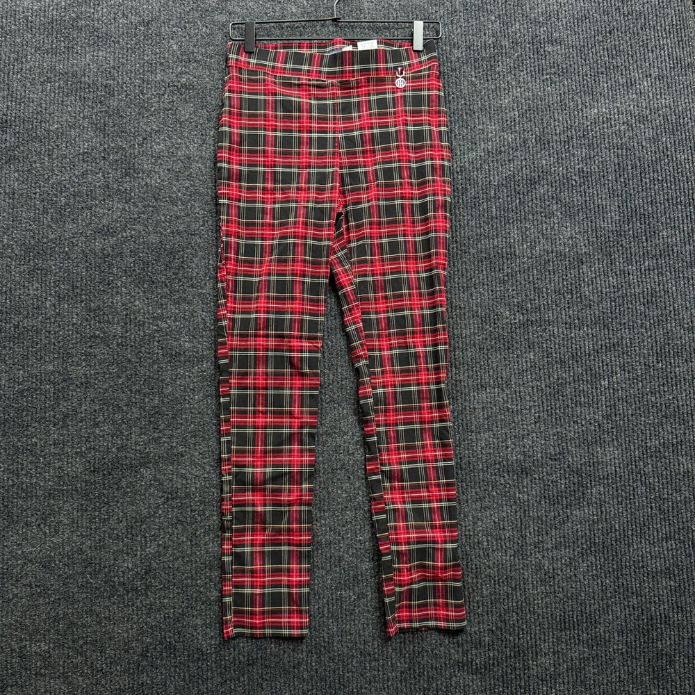 Tommy Hilfiger Plaid Pants Womens 6 Red Black Tartan Skinny Stretch Ankle